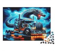 Camion Dragon Puzzle 1000 Pièces Papier pour Adultes Vue Nocturne Éclair Jeu de Puzzle 1000 Pièces Famille Détente Décor 70x50cm/1000pcs