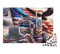 Camion Drapeau américain Puzzle 1000 Pièces Carton Extra-Épais, Puzzle Développement Cognitif & Rééducation, Loisir Quotidien, Qualité Premium 70x50cm/1000pcs