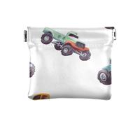 Camion et dessin animé Cars Blanc Femmes Portefeuille en cuir imperméable Maquillage Période Sac pour hommes femmes Voyage, Camion et voitures de dessin animé blanc, decoration