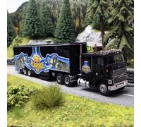 Camion, Ford CLT 9000 Semi Remorque Cirque Krone, Noir - Brekina 85860 - HO 1/87