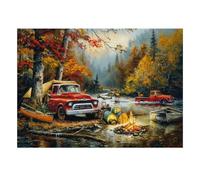 Camion Forêt Camp Jigsaw Puzzle, 1000 Pcs Indoor Adult Game | 38x26cm Carton, Exercice Mental, Assemblage Précis, Amateurs D'art, Réduction Du Stress