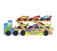 Melissa & Doug Porte-voitures de course 12759 – Camion géant dépliable 75 cm, 6 voitures