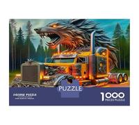 Camion géant en Carton 100% recyclé avec Capot Lion - Puzzle de 1000 pièces pour Adultes et Enfants - Illustration Unique et Magnifique - 52 x 38 cm