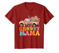 Camion Groovy Mama Rétro Hippie Vintage T-Shirt, Enfant, Canneberge, 12 Ans