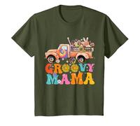 Camion Groovy Mama Rétro Hippie Vintage T-Shirt, Enfant, Olive, 6 Ans