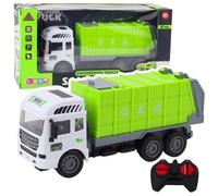 Camion Leantoys Camion poubelle télécommandé avec lumières vertes 1:24