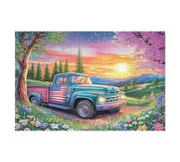 Camion Lourd Coucher de Soleil 1000 Pieces Casse-tête Collectionneur en Carton sans Déformation Très Difficile Motif Complexe Décoration Murale Cadeau Noël Premium 1000 PCS
