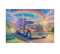 Camion Lourd sous l'arc-en-Ciel 300 Pieces Casse-tête Amateur d'art en Carton Haute Densité Difficile Niveau Expert Décoration Murale Salon Cadeau Fête des Mères 300 PCS