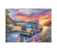 Camion Lourd sur l'Autoroute 500 Pièces Puzzle Créatif en Carton Anti-Déchirure Difficulté Moyenne Activité Manuelle Loisir Créatif Cadeau Fête des Mères Premium 500 PCS