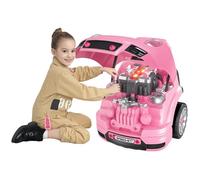 Camion mécano 2 en 1 - jouet bricolage enfant - jeu d'imitation mécanicien - nombreux accessoires total de 61 pièces - effets sonores et lumineux - PP ABS rose