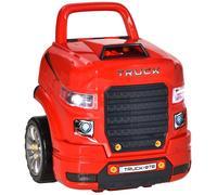 HOMCOM Camion mécano 2 en 1 - Jouet Bricolage Enfant - Établi Enfant - Jeu d'imitation mécanicien - Nombreux Accessoires Total de 61 pièces - Effets sonores et Lumineux - PP ABS Rouge