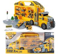 Camion métal Malplay XL avec 6 voitures dans sa valise | Véhicules de chantie...