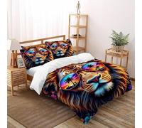 Camion monstre couleur Housse De Couette 3 Pièces Thèmes animaliers Faune sauvage Imprimé De Couvre-Lit Microfibre Pour Chambre À Coucher Doux Et Confortable 2 Taie D'oreiller Super King（260x220cm）