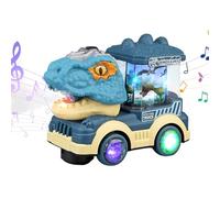 Camion Monstre Dragon Télécommandé Dinosaure, Monster Truck avec Rotation 360°, Spray + Rugissement + Lumières LED, Jouet pour Garçons/Filles, Cadeau d'anniversaire pour Enfants 3-12 Ans (Bleu)