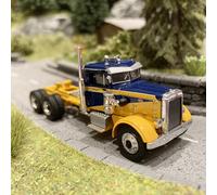 Camion Peterbilt 281, jaune / bleu - Brekina 85756 - HO 1/87