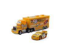 Camion Pixar Mack-A26 avec 1 petit véhicule , 1:55 moulé, 21*6.5*4.5cm -Jaune
