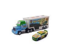 Camion Disney Pixar Mack-A34 avec 1 petit véhicule , 1:55 moulé , 21*6.5*4.5cm - Bleu/Blanc Bleu