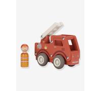 Camion pompier en bois rouge TU