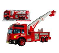 Camion pompier grand 30 cm avec mouvement d'embrayage échelle extensible et rotatif 360° camion pompier jouet grand pour enfants, emballage en dôme, véhicule d'urgence, pompiers, jouet