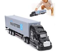 Camion porte-conteneurs en alliage, modèle de véhicule à haute simulation, jouet de voiture en métal moulé sous pression pour enfants avec lumière sonore pour tout-petits garçons et filles(Gris)