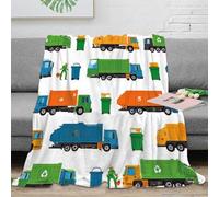Camion Poubelle Cartoon Plaid 3D Imprimé Microfibre Décor Lit Canapé Drap Cartoon Déchet Throw Blanket Adulte 40x50(100x130cm)