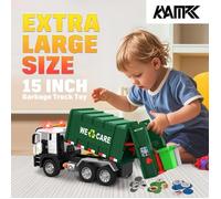 Camion Poubelle Jouet Enfant Gros Camion Jouet pour garcon Fille 3 4 5 6 7 8 ans Véhicule de chantier avec 4 Poubelle Lumière et
