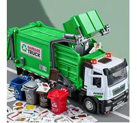 Camion poubelle miniature à l'échelle 1:32 - avec poubelle - effets lumineux et sonores réalistes - modèle réduit pour enfants