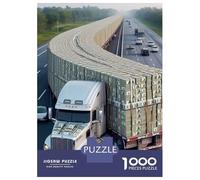 Camion Puzzle À 1000 Morceaux Papier Épais Long Semi Camion sur Une autoroute Courbe Puzzle Familial Parents-Enfants Heures Divertissement Garanties Compatible Plateau Loisirs 52x38cm/1000pcs