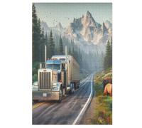 Camion Puzzle Adulte 1000 Pièces Artisanat Cadeau Famille Puzzles Classique 3D Puzzle Jouet en Bois Cadeau Unique Décoration Intérieure （78×53cm）