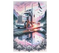 Camion Puzzles Adulte 1000 Pieces Cadeau Famille Puzzle Classique 3D EnfantsJouet en Bois Cadeau Unique （78×53cm）