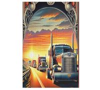 Camion Puzzles Adulte 1000 Pieces Cadeau Famille Puzzle Classique 3D Puzzle EnfantsJouet en Bois Cadeau Unique Décoration Intérieure （78×53cm）