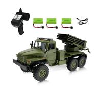 Camion RC militaire en alliage à l'échelle 1:16, véhicule tout-terrain 2,4 G 6 x 6 avec lanceur de fusée amovible, modèle Rock Crawler haute vitesse 5 km/h pour adultes