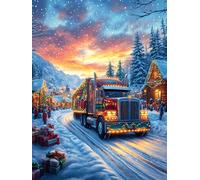 Camion roulant à travers un village enneigé 300 Pièces Puzzle Adolescent En Carton Sans Déformation Paysages et science-fiction Difficulté Moyenne Activité Éducative Cadeau Noël Pas Cher Petit Prix 30