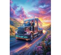 Camion roulant sur une autoroute au coucher du soleil 300 Pièces Puzzle Famille En Carton Sans Déformation Faune sauvage et animaux de compagnie Difficulté Moyenne Activité Familiale Anti-Stress Jeu D