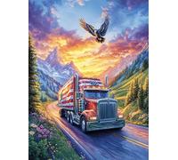 Camion roulant sur une autoroute au coucher du soleil 500 Pieces Casse-tête Débutant En Carton Épais Faune sauvage et animaux de compagnie Facile Apprentissage Loisir Créatif Passe-Temps Cadeau Créati