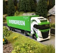 Herpa Camion Miniature Iveco S-Way LNG 40ft Semi-remorque conteneur “Rapstrucks/Evergreen”, Miniature à l’échelle 1:87, Objet de Collection, fabriqué en Allemagne, Plastique