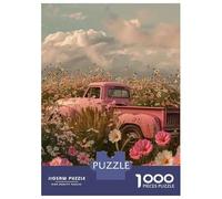 Camion Set De 1000 Pièces Papier Recyclé Camion Fleur Rose Puzzle Adulte Amateurs Puzzle Adultes Activité Lien Familial Loisirs Maison Casse-tête Engageant 70x50cm/1000pcs