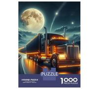 Camion Set De 1000 Pièces Papier Recyclé Semi Camion autoroute éclairée Lune Puzzle Adulte Amateurs Heures Divertissement Casse-tête Engageant Loisirs Maison 70x50cm/1000pcs