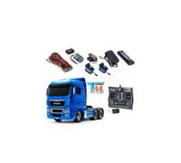 Camion Tamiya MAN TGX 6x4 bleu clair métallisé + Truck-Set Carson