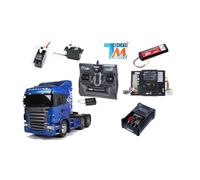 Camion Tamiya Scania r620 bleu avec module lumières et son (Pack complet)