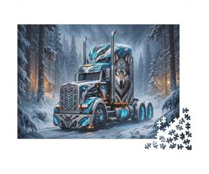 Camion tête loupPuzzle 1000 Pièces Winter Forêt enneigée pour Adolescents 12+ Entraînement Cognitif Loisirs Créatifs Cadeau De Noël 52x38cm/1000pcs