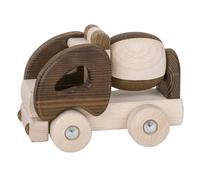 Goki Camion toupie Nature bicolore en bois – Jouet pour enfant 2 ans