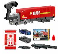 Camion tracteur radiocommandé 1:64 avec voiture de dérive, remorque pour cadeau