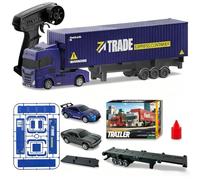 Camion tracteur radiocommandé 1:64 avec voiture de dérive, remorque pour cadeau