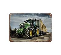 Camion tracteur vert,Panneau en métal - Plaque murale pour maison, bar, café, salle de jeux, garage-20 x 30 cm (8 x 12 inch) E-37