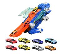 Camion Transporteur de Dinosaures - Circuit Pliable Jouet Garçon,Transporteur Portable avec 8 Véhicules Fille Garçon 3 Ans Voyage Anniversaire Noël