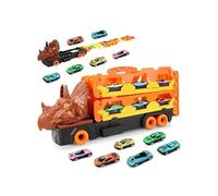 Camion Transporteur pour Enfants 3-7 Ans, Camion Dino avec 6 Voitures de Course, Set de Jouets Dino Transportable