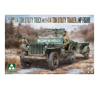 Camion Utilitaire & Frac14 Ton Us Army Avec Remorque Utilitaire & Frac14 Ton + Figurine Mp - Takom Tak02126-Takom