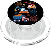 Camions de Chantier Jour de l'indépendance Patriotique 4 Juillet PopSockets PopGrip pour MagSafe