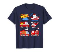 Camions de Pompiers Voiture Bateau Avion Hélicoptère Enfant T-Shirt